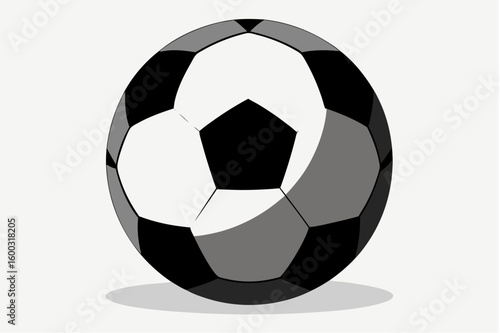 Black and white leather soccer ball isolated on a white background, ready for play