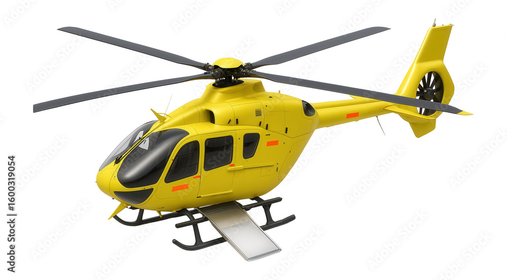 Fototapeta premium Air ambulance with high-visibility yellow paint and rear-loading ramp