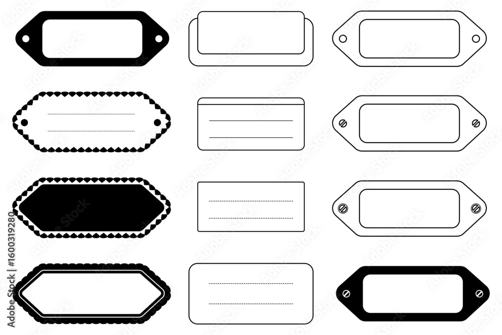 Obraz premium Drawer label set with different shapes for organizing and labeling drawers