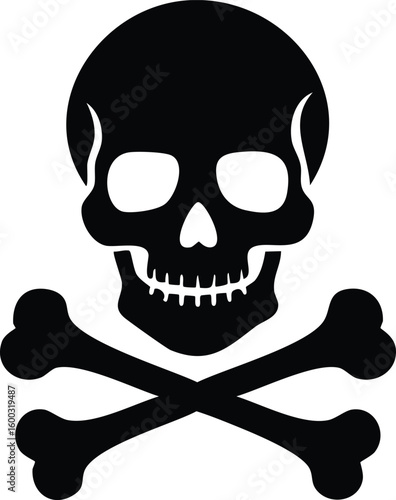 skull bones stencil icon silhouette vector illustration.bone, evil, fear, graphic, horror, outline, silhouette, skeleton, death, head, skull, stencil, creepy, illustration, shape, design, icon, vector