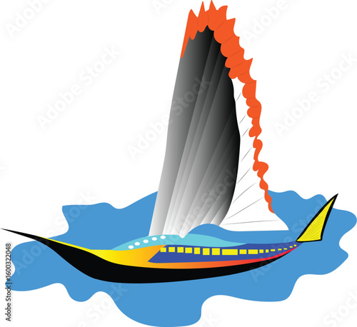  stylized boat with a distinctive sail