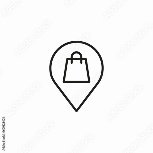shopping bag pin icon sign vector