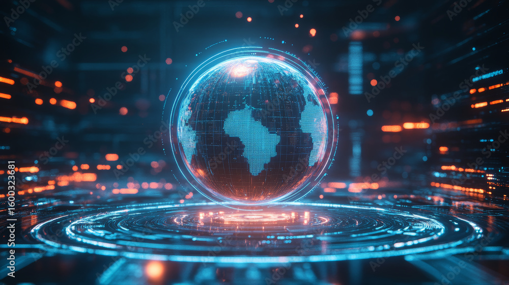 Fototapeta premium Internet technology communication concept business background in the earth background