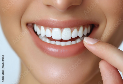 Close up of a woman s healthy white smile with perfect teeth