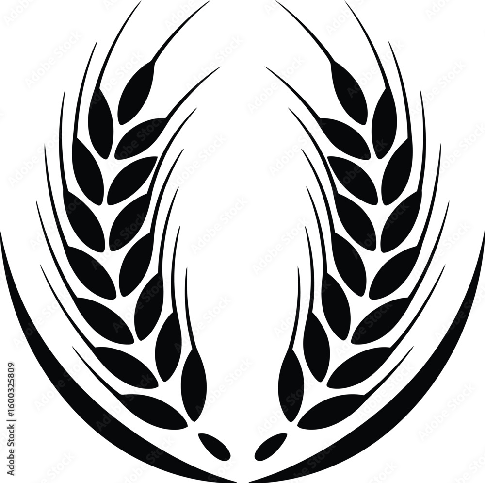 Obraz premium Elegant Black and White Wheat Stalks Graphic Illustration Perfect for Agriculture Food or Nature Related Designs with a Clean and Minimalist Aesthetic on a White
