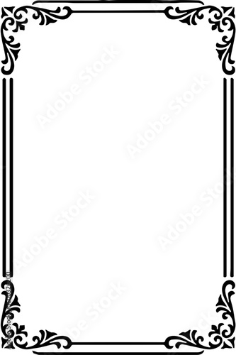 black and white frame with flowers, Frame with Floral Accents with ornate border for Empty page decoration, picture frames, invitations and greeting card template framing