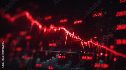 Wallpaper Mural Red stock market chart, financial data analytics, economic Torontodigital.ca