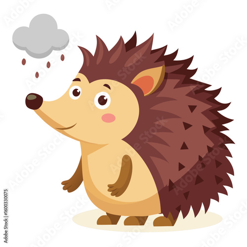 A charming curious hedgehog sniffing the air, on a clean white background, showcasing its unique features and natural curiosity.