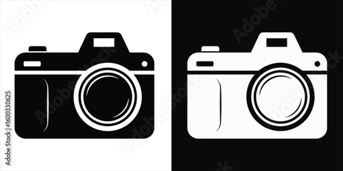 Versatile Camera Icon Black and White Vector Design
