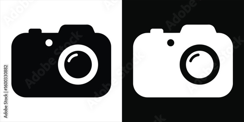 Minimalist Camera Icons in Black and White Photography and Visuals Concept