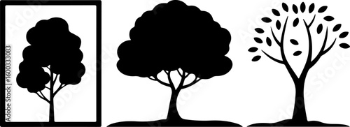 Elm Tree Silhouette Vector – Black on White Background


