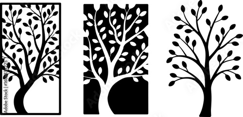 Elm Tree Silhouette Vector – Black on White Background

