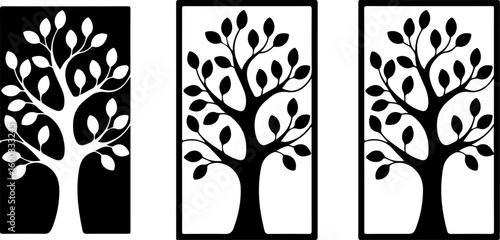 Elm Tree Silhouette Vector – Black on White Background

