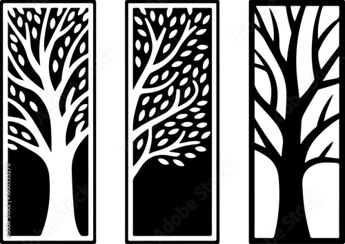 Elm Tree Silhouette Vector – Black on White Background

