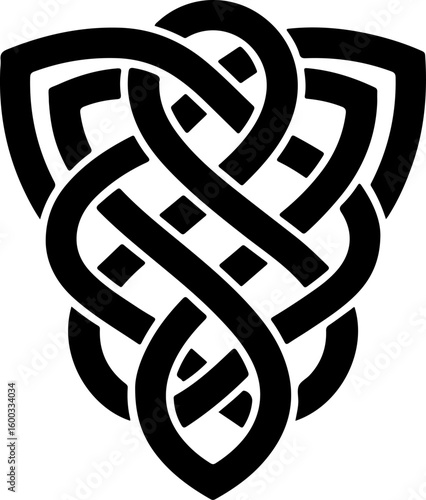 Celtic National Ornament with Crossed Ribbon Shield – Vector Illustration

