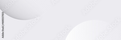 Abstract modern white background with circles and circular stripes. Vector illustration wide banner graphic design template for presentation, annual report, wallpaper, banner, background or cover.