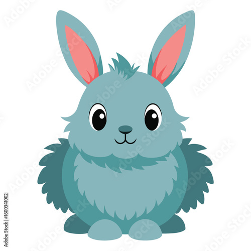 A curious fluffy bunny with an adorable twitching nose, showing its inquisitive nature on a plain white background.