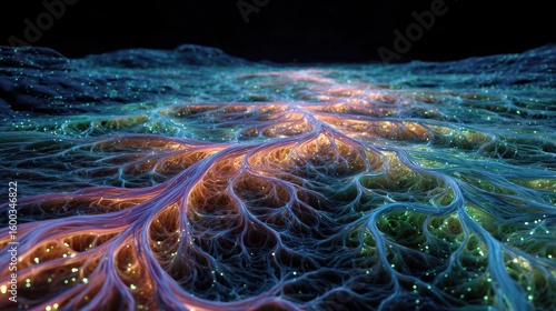 Abstract visualization of neural pathways in vibrant colors.