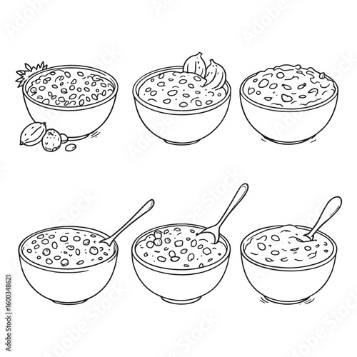 Bowl of healthy baby food line art hand sketch
