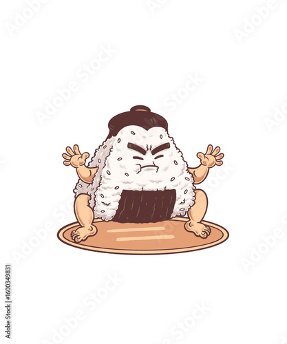 Only cartoon character design is a combination of sumo and onigiri, suitable for branding