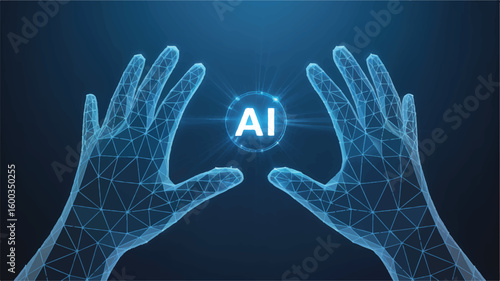 AI interaction : A stunning image depicts two digital hands enveloping a central AI sphere, creating a captivating visual representation of technology's influence.