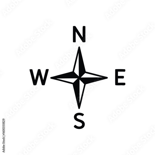 Compass and Star Icon Vector Illustration for Web and Design Projects