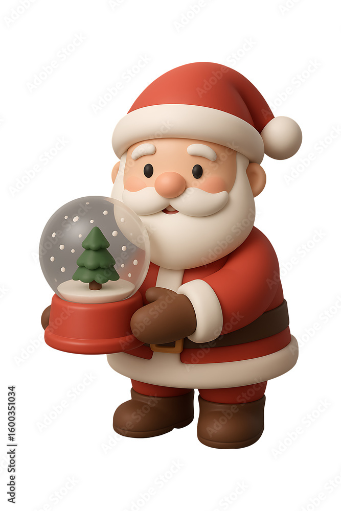 Obraz premium 3D Santa Claus Holding Snow Globe Isolated on a Transparent Background