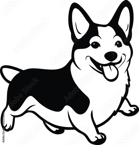 A joyful happy corgi with a lively bouncy trot, full of enthusiasm and playful energy, isolated on a white background.