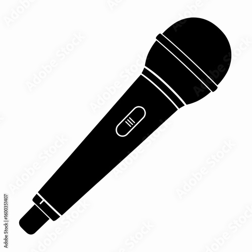 Silhouette of Professional Microphone Vector Graphic for Audio Recording and Communication