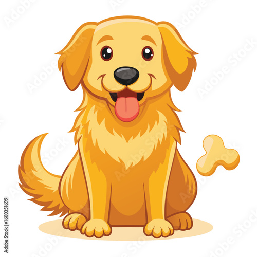 A contented happy golden retriever, proudly holding a cherished bone, radiating loyalty and simple joy.