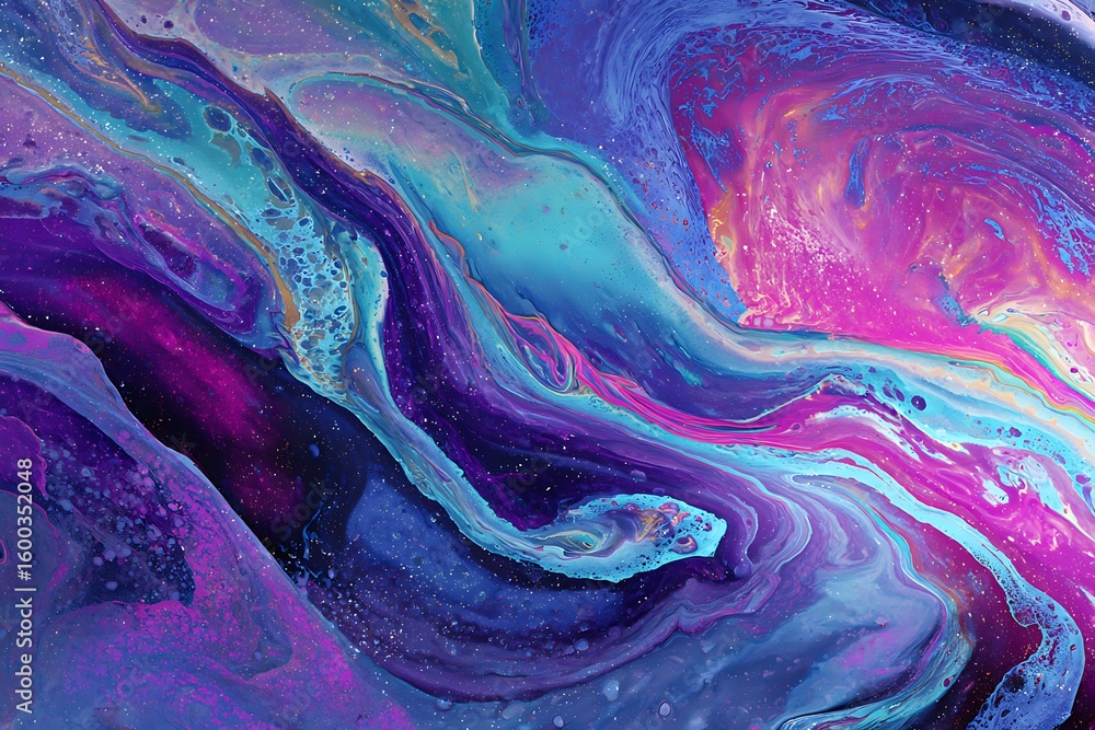 Obraz premium Abstract painting with vibrant colors and flowing patterns.