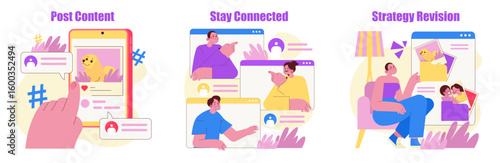 Social Media Engagement and Strategy Vector Illustration