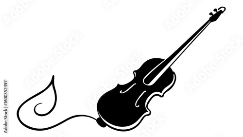Black Violin Silhouette Melting Wax Drip Design white