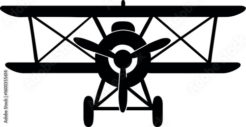 Biplane vector silhouette design