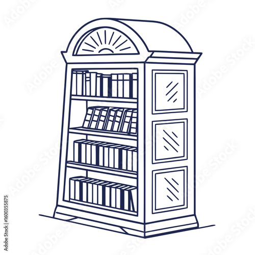 Antique bookshelf filled with books knowledge reading