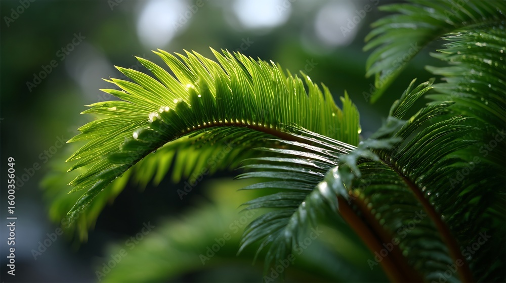Fototapeta premium Radiant cycad fronds: A close-up of nature's vibrant tropical elegance