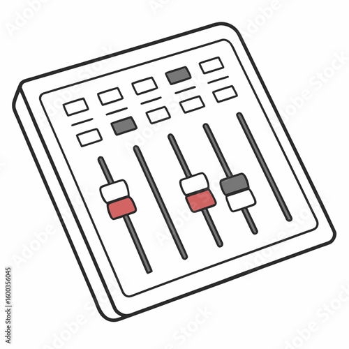 Audio mixer sliders and switches sound control equalizer