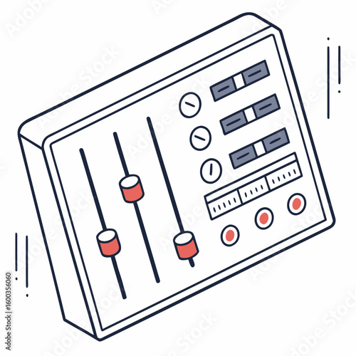 Audio mixer with sliders and knobs sound control equalizer
