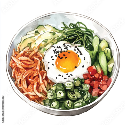 yuniazizah__Watercolor_hand-drawn_Bibimbap_clip_art_white_backg_9b3239c7-1c95-4558-9ff1-00ecc12ac171