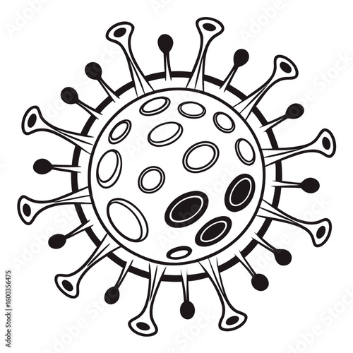 Black and white virus microbe biology pandemic