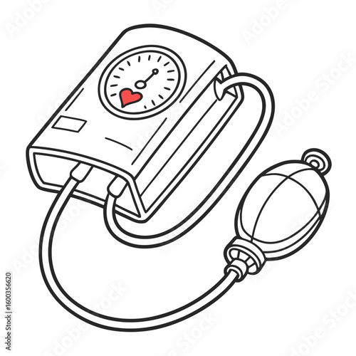 Blood pressure monitor with red heart health medical