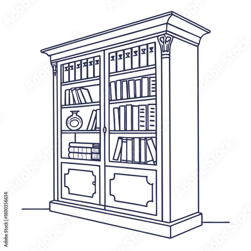Classic dark blue bookshelf filled with books library reading