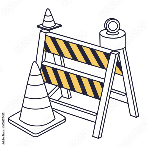 Construction barrier with warning cones traffic safety