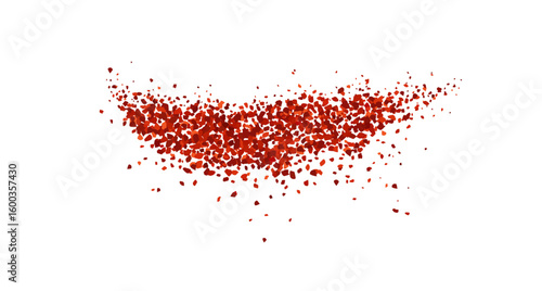 Red pepper powder scatter. Hot spice, paprika, chili. Realistic vector illustration isolated on white background.