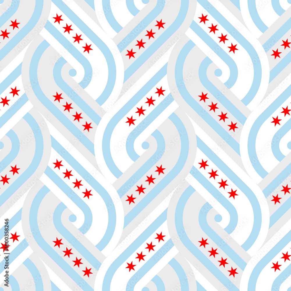 Naklejka premium loop pattern of chicago flag. stripes background for decoration. vector illustration