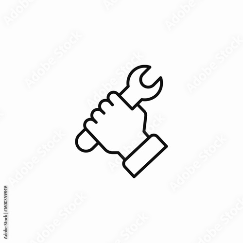 hand holding wrench icon sign vector