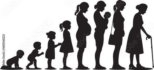 Silhouette Human Life Cycle Collection Vector Illustration for Development