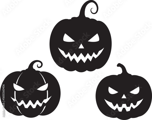 Three spooky jack o lantern silhouettes for halloween