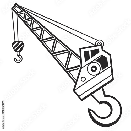 Heavy machinery crane hook industrial symbol construction