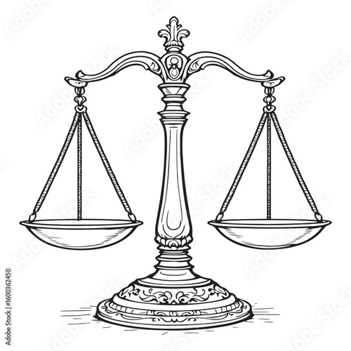 Fairness scales of justice line art equality weighs